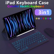 3in1 Wireless Bluetooth Keyboard case With Pen Slot for iPad Air 5 4 Pro 11 inch 7th 8th 9th 10th Leather Flip Cover ipad 9Gen 10.9 inch With Mouse