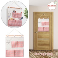 ✞⋮ DAPHNE Sorting Bag Storage Bags Hanging Pocket Hanging Bag Pink Grid Wall Behind The Door 4 Pocke