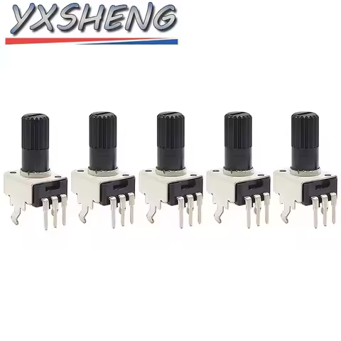 5Piece RV09 Vertical 12.5mm Shaft 0932 Adjustable Resistor 1K 2K 5K 10K 20K 50K 100K 200K 500K 1M 9 