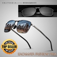 Kacamata Hitam Pria Polarized Anti UV Silau Model Kotak Vintage Keren Veithdia Outdoor Sunglasses
