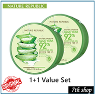 (BUY 1 FREE 1)(100% ori) Nature Republic Soothing &amp; Moisture ALOE VERA 92% Soothing Gel (300 ml+300ml)