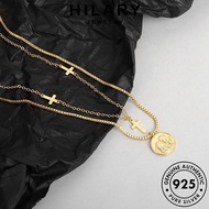 HILARY JEWELRY Silver Vintage Perak Korean Original For Rantai Accessories Women Chain Necklace 純銀項鏈 Gold Pendant 925 Cross Perempuan Sterling Leher N143