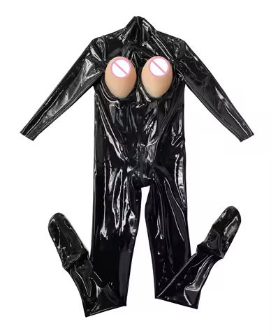 Latex catsuit Pocket G Cup(2000g) Silicone Breast back zip cross-dresser 0.4