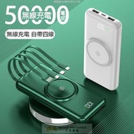 【可開統編】【24H】無線充行動電源 50000mAh 自帶線行動電源 自帶四線行動充 超大容量行動電源 安卓蘋果適用