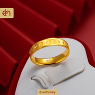 Everhoney Delicate Number Embossed Band Ring Couple 916 Gold Ring Promise Love Ring for Boyfriend and Girlfriend