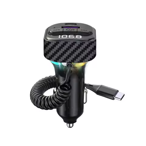 Car Charger Adapter with Retractable Cable Transmitter Bluetooth Audio Dual USB Car MP3 Player for i