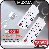 Singapore Safety Mark Extension Socket 2 3 4 5 6 Gangs Electric Extension Socket with 1 2 3 6 Meters