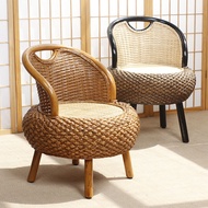 Rattan Woven Adult Woven Rattan Chair Armchair Household Living Room Balcony Tatami Low Seat Chair T