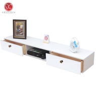 Rak TV Dinding Minimalis 100x20cm 2 Laci Meja TV Tempel Dinding Furniture Ruang Tamu Aesthetic