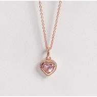 Pink zircon heart-shaped hoisting necklace