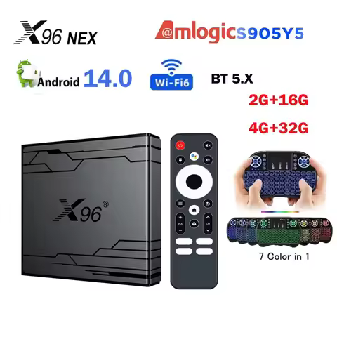 Amlogic S905Y5 WIFI6 BT5.X X96 NEX Android 14.0 TV BOX Smart 2G 16G/4G 32G 100M LAN Media Player Set