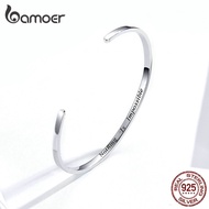 Bamoer 925 Sterling Silver Nothing Is Impossible Bangle for Man &amp; Women CB160