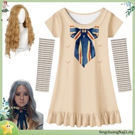 Horrible Movie M3gan Cosplay Costume Kids AI Toy Doll Megan Dress Sleeve and Wig 3pcs Set Baby Girls