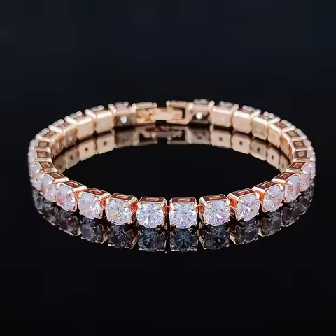 2024 New Arrival Luxury Round rosegold color on hand Bracelet Bangle For Women Anniversary Gift Jewe