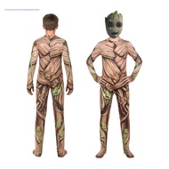 Ready Stock Children Groot Cosplay Costume 3D Printed Treeman Jumpsuit Halloween Party Groot Charact