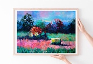 野花繪畫 Oil Meadow Original Art 油畫原作 Landscape Artwork