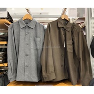 Uniqlo original pakaian lelaki twill kemeja lengan panjang longgar muka bulu mantel nipis 460691 mus