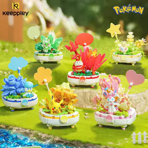 Keeppley Pokémon Potted Building Blocks Series Pikachu Bulbasaur Assembled Ornaments EeveeCharmander