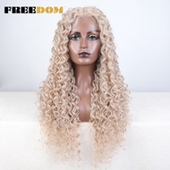 FREEDOM Synthetic Lace Front Wig Long Curly Wig 30 inch Ombre Blonde Ginger Lace Wigs For Black Women Cosplay Wigs