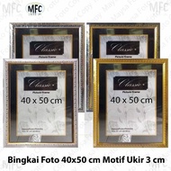 16R Photo Frame 40x50 Cm full Gold, Silver, Brown, White Gold Carving 3 Cm
