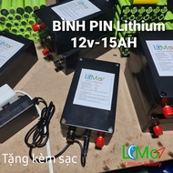 Bình Acquy 12v Pin Lithium i-on. Bình acquy đóng bằng Khối pin 3s. 126v 15AH dòng xả cao. (Tặng kèm 
