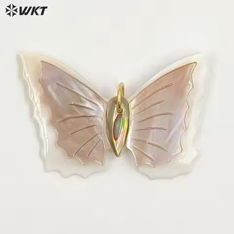 WT-JP462 High Quality Colorful Double Layers Natural Shell Butterfly Shape Gold Pendants For Lady Gi