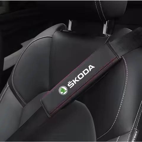 2Pcs Leather Car Safety Belt Shoulder Cover Pads for Skoda Fabia 1 2 Octavia a7 RS Superb Rapid Yeti