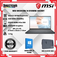 MSI Modern 14 B10MW-442MY Laptop (i3 10110U, 4gb ram, 256gb ssd, Intel Graphic, 14" FHD, W10, 1Y)
