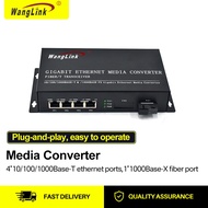 Wanglink 1000M Media Converter 4*RJ45 1*SC A1310 Fiber Media Converter Switch
