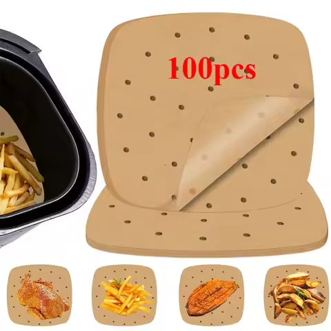 100pcs Disposable Air Fryer Parchment Paper Air Fryer Paper Liner Non Stick Steamer Liner Oven Micro