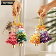 FOREVERGO Knitted Christmas Tree with Jingle Bell Christmas Bell Hanging Decoration Wool Crochet Chr