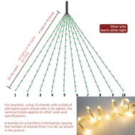 200-2400 LED Christmas Tree Waterfall Lights Silver Wire Warm White String Lights | 8 Modes Plug in 