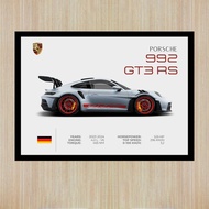 Porsche 992 GT3 RS Poster Canvas Print Car Poster Supercar Poster Porsche Poster Car Home Decor Post