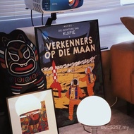 Adventures Niche Moon American American Tintin Retro Poster Literary Abstract Decorative Painting Co