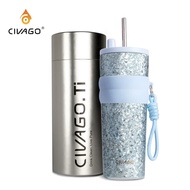 CIVAGO Ti（26oz/780ml）​แก้วเดินทางกาแฟไทเทเนียมบริสุทธิ์หรูหราพร้อมกล่องของขวัญผู้ชายและผู้หญิงถ้วยฉน