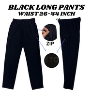 【ETO BLACK LONG PANTS 805】 Unisex Tracksuit Long Pants Waist 26-44 Inch Elastic Pants Seluar Panjang