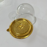 กล่องเค้กส้ม E-77 ฐานน้ำตาล ฐานทอง แพ็ค 25 ชุด กล่องฝาโดมใส เค้กส้ม E-77 กล่องเค้ก(ฐานทอง)