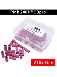50入/盒粉色＃240 3mm小斑馬砂輪帶,快速去除壓克力/凝膠,可用於指甲鑽