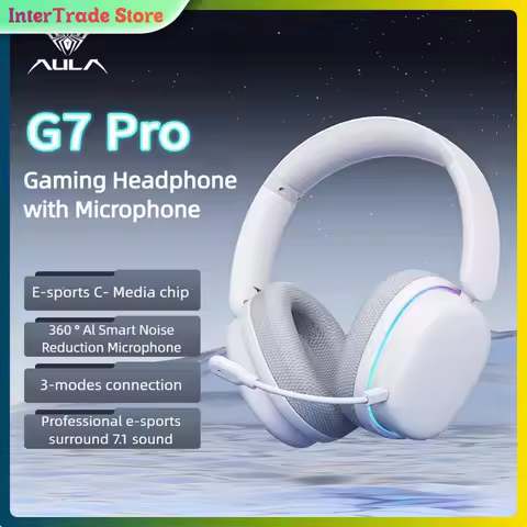 AULA G7 Pro Ultra Low Latency Gaming Headset RGB Lighting 2.4G Wireless Tri Mode Custom Earphone PC 