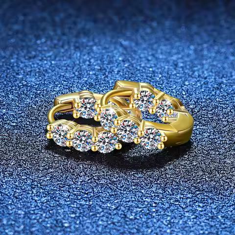 Luxury 100% Real 18k Gold Women's Diamond Earrings Moissanite Earrings 1.2 karat D Color Moissanite 