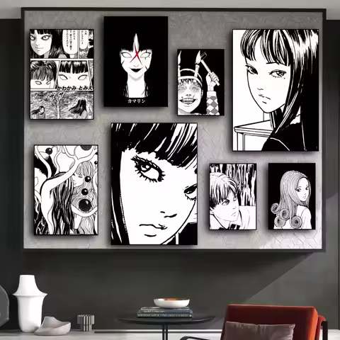 Junji Ito Terror Horror Manga Poster Prints Wall Decals Sticker Pictures Canvas painting Living Room