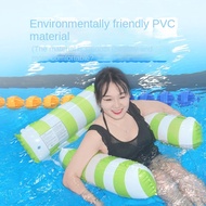RUO R Multicolor Foldable Floating Bed PVC Stripe Pattern Inflatable Pool Mattress Floating Toys Comfortable Inflatable Deck Chair Summer