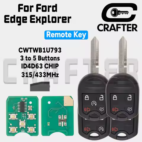 Key CrafterCar Remote Key CWTWB1U793 4D63 CHIP 315/433MHz 3/4/5 Button For Ford Edge Expedition Must