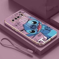 Samsung Galaxy S10+ Plus S9 S8+ Plus Note 10+Plus 9 8 Happy Stitch Soft Phone Case Smile Monster Cartoon Square Edges Plating Cover