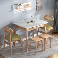 北歐 岩板 伸縮餐桌 家用 多功能枱 折疊 簡約現代 長方形 小戶型 餐桌椅組合