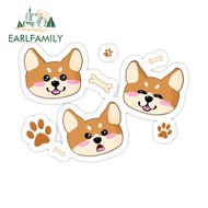 EARLFAMILY 13cm x 9.1cm Cut Shiba Inu Circle Car Sticker Personality Waterproof Truck Campervan Rear