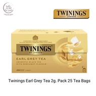 ทไวนิงส์ ชา สีทองอ่อน รสเอิร์ล เกรย์ ชนิดซอง 2 กรัม แพ็ค 25 ซอง Twinings Earl Grey Tea 2 g. Pack 25 Tea Bags ชา