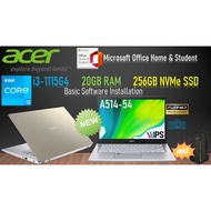 ACER A514-54-37FZ INTEL CORE-i3-1115G4/ 20GB RAM/ 256GB NVMe SSD+1TB HDD/ 14.0"IPS FHD/ MS-OFFICE+WI