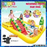INTEX 57158 Theme Fun Fruity Inflatable Play Center Children Kids Swimming Pool With Slide Playground Kolam Mandi Gelongsor