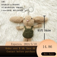 01Cute Suspender Pants Long Eared Rabbit Keychain Fragrant Plush Rabbit Doll Key Ring Couple Gift Handbag Pendant CXN0